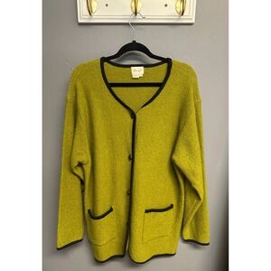Vintage Ann Wi Womens M Green Wool Coatigan Long Cardigan Sweater Jacket Pockets